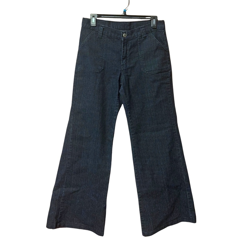 Vintage Dark Blue Pinstripe Wide-Leg Jeans